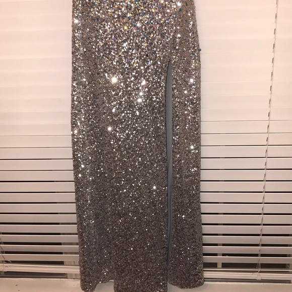 La Femme silver prom dress - Picture 3 of 7